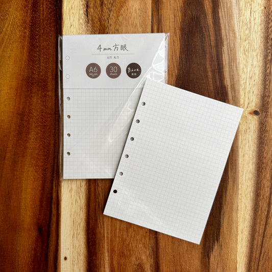 Mind Wave Bine A6 Clear Binder Refill - Grid Paper