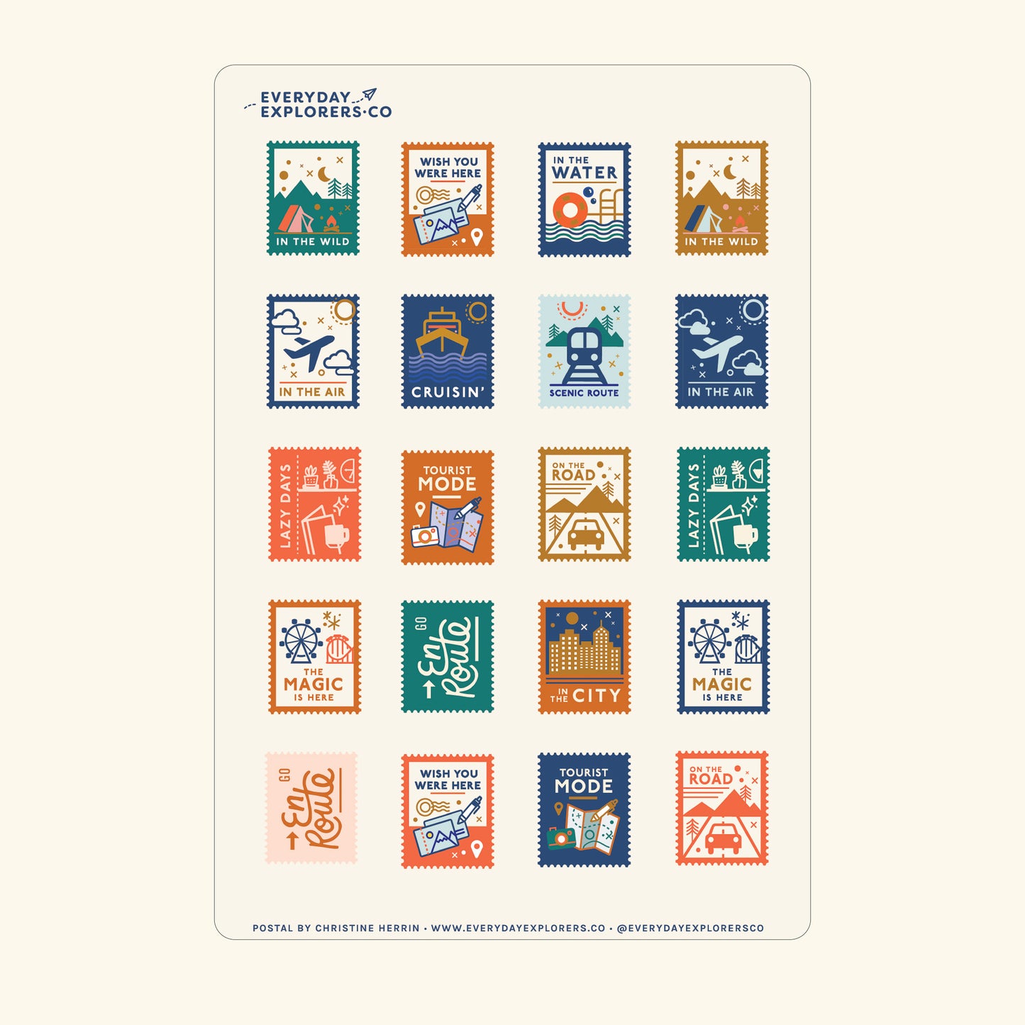 Everyday Explorers Co. Sticker Sheet - Postal