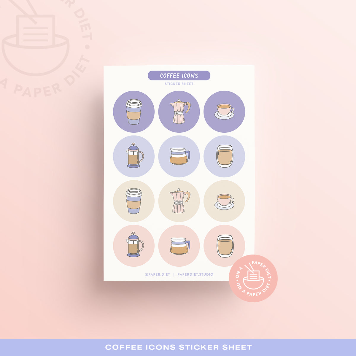 Paper Diet Sticker Sheet - Coffee Icons