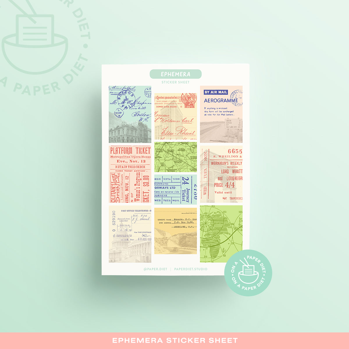 Paper Diet Sticker Sheet - Ephemera