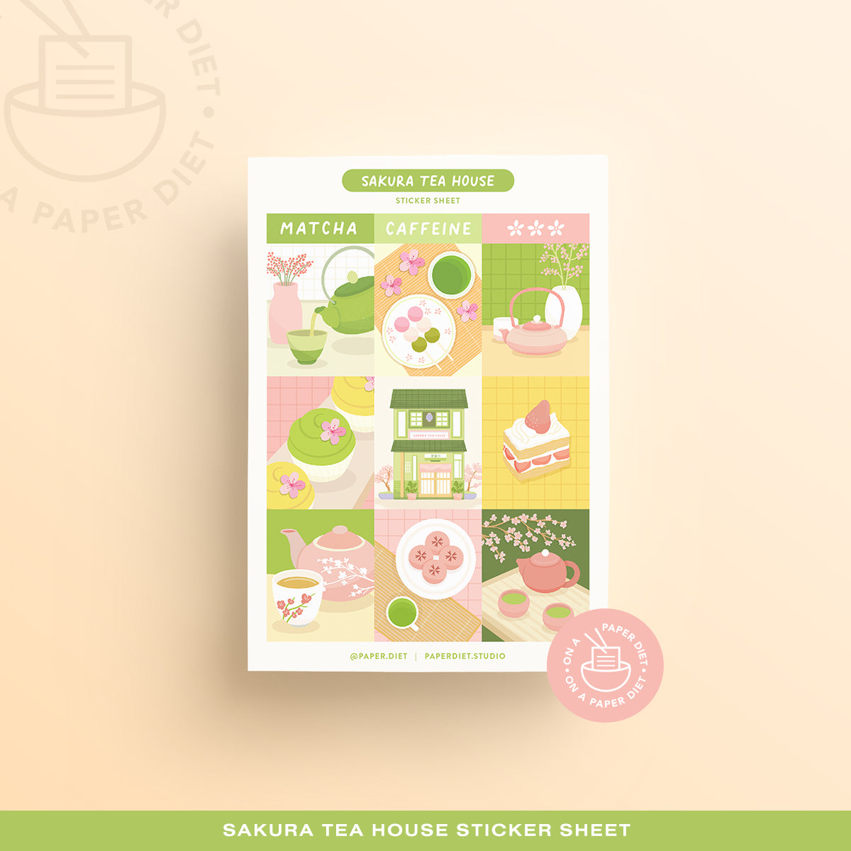 Paper Diet Sticker Sheet - Matcha