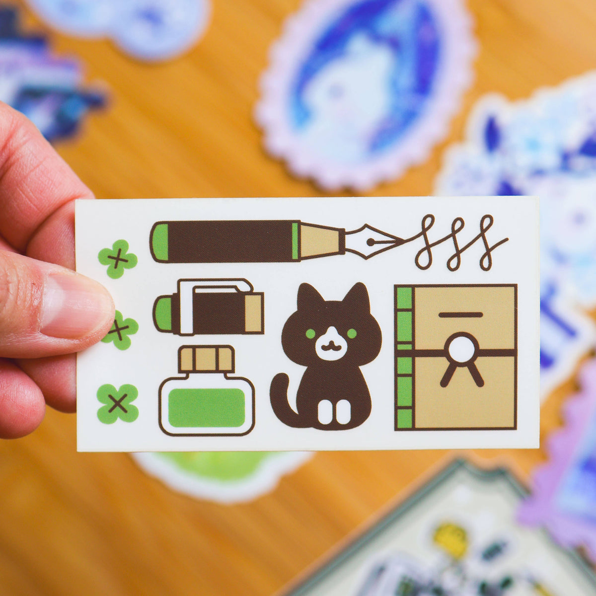 Thousand Skies Vinyl Sticker (Transparent) Caliigrapher Tuxedo Cat