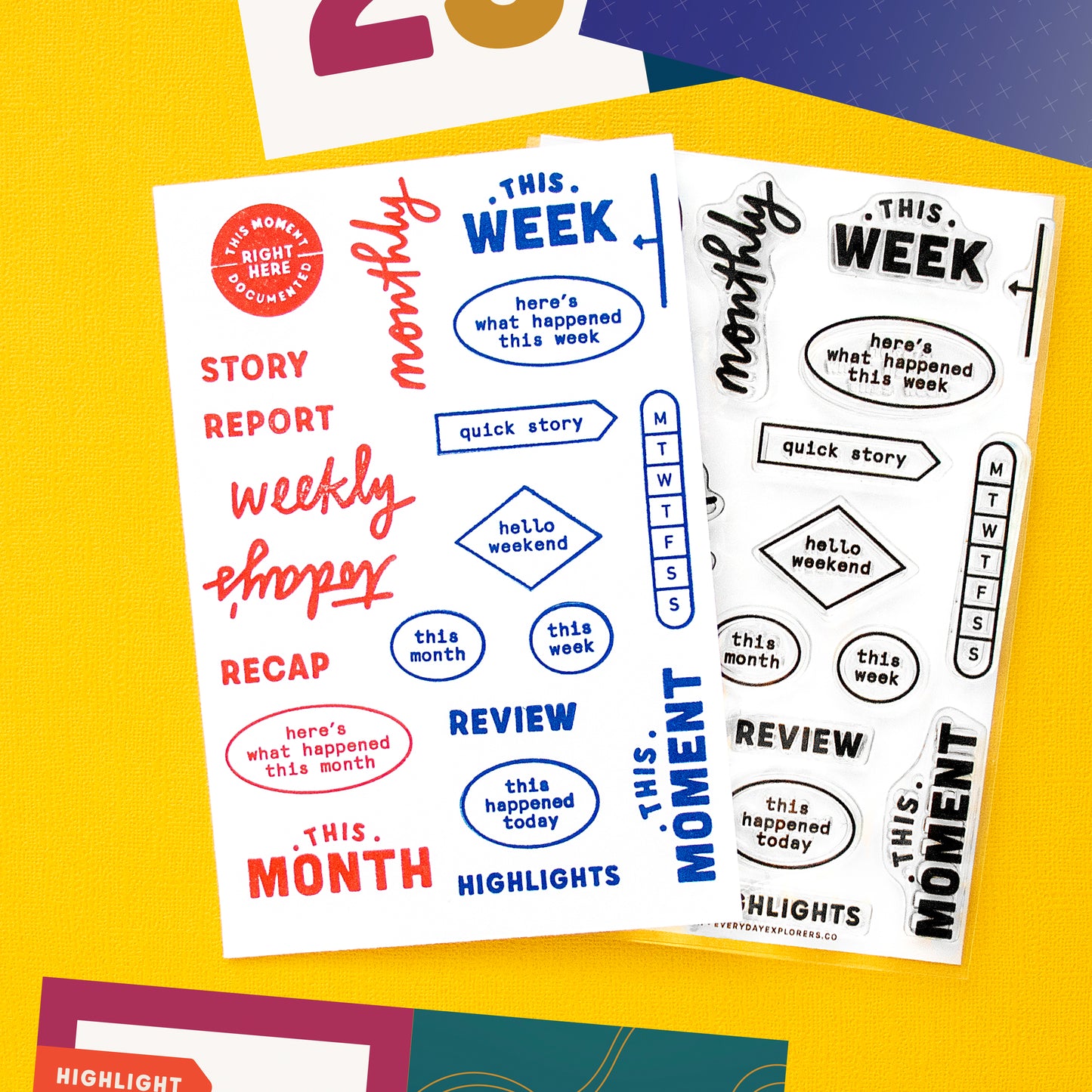 Everyday Explorers Co. Clear Stamp Set - This Month/Week/Day