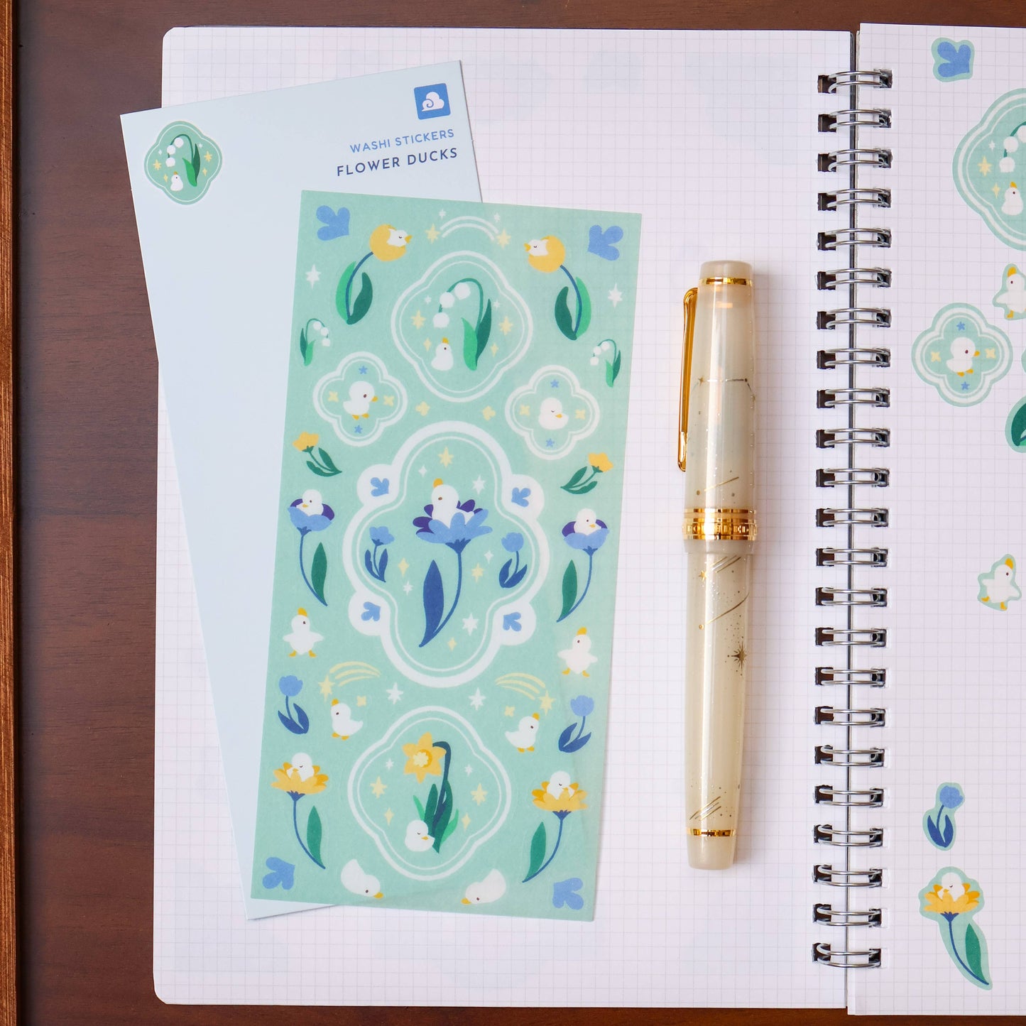 Thousand Skies Sticker Sheet (Washi) - Flower Duck