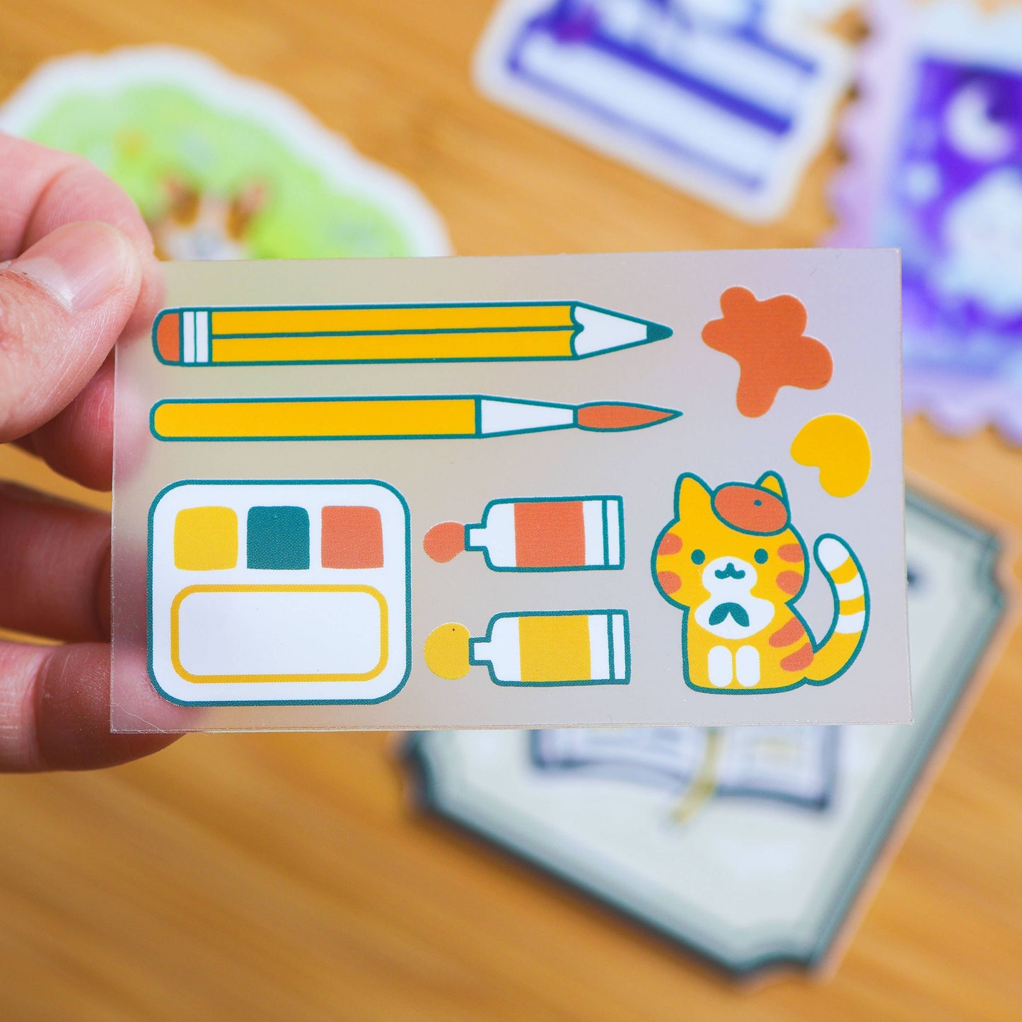 Thousand Skies Vinyl Sticker (Transparent) Artsy Orange Cat
