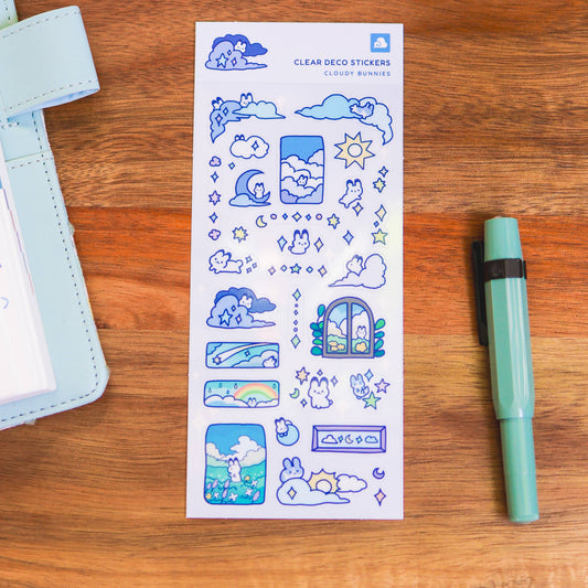 Thousand Skies Sticker Sheet (Clear) - Cloudy Bunnies