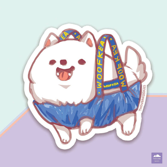 Thousand Skies Vinyl Sticker Samoyed Shopping Bag