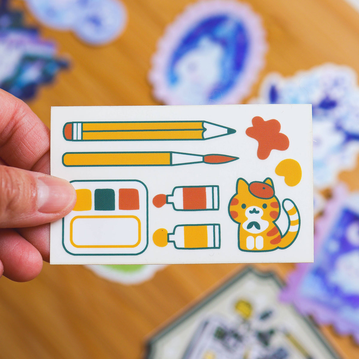 Thousand Skies Vinyl Sticker (Transparent) Artsy Orange Cat