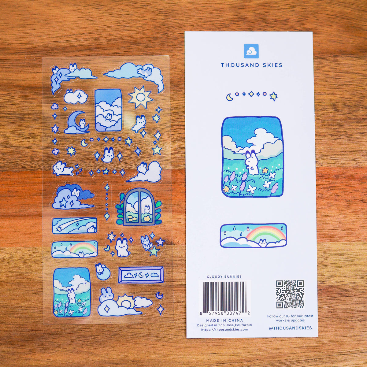 Thousand Skies Sticker Sheet (Clear) - Cloudy Bunnies