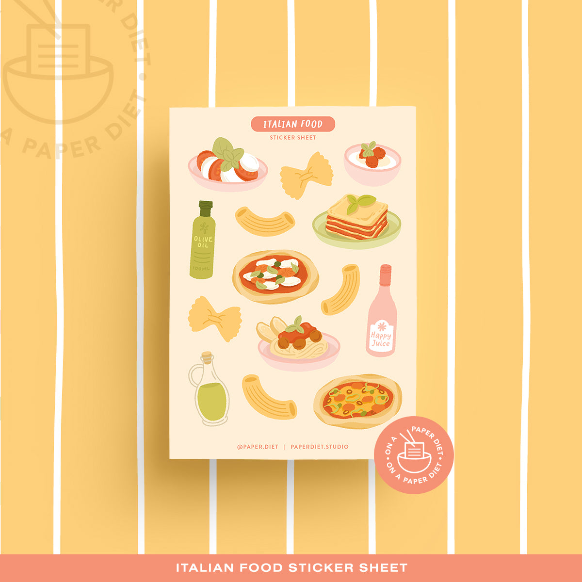 Paper Diet Sticker Sheet - Italian Food