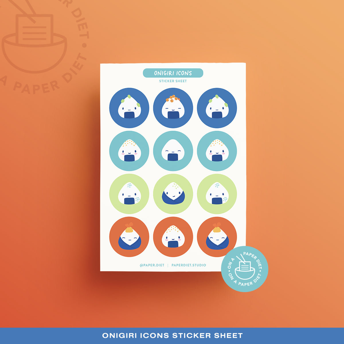 Paper Diet Sticker Sheet - Onigiri