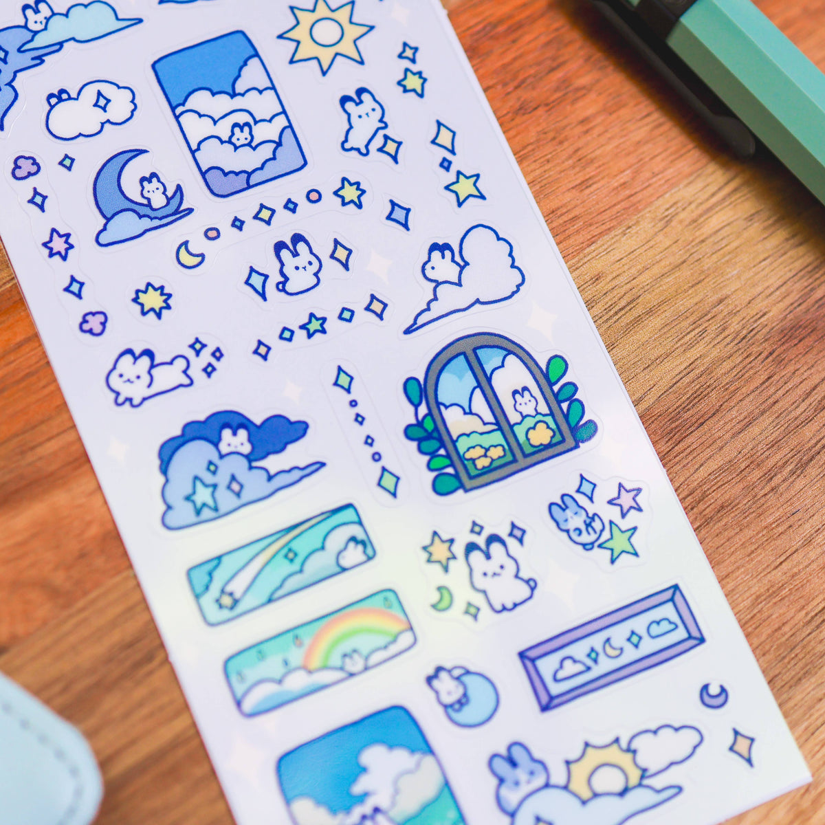 Thousand Skies Sticker Sheet (Clear) - Cloudy Bunnies