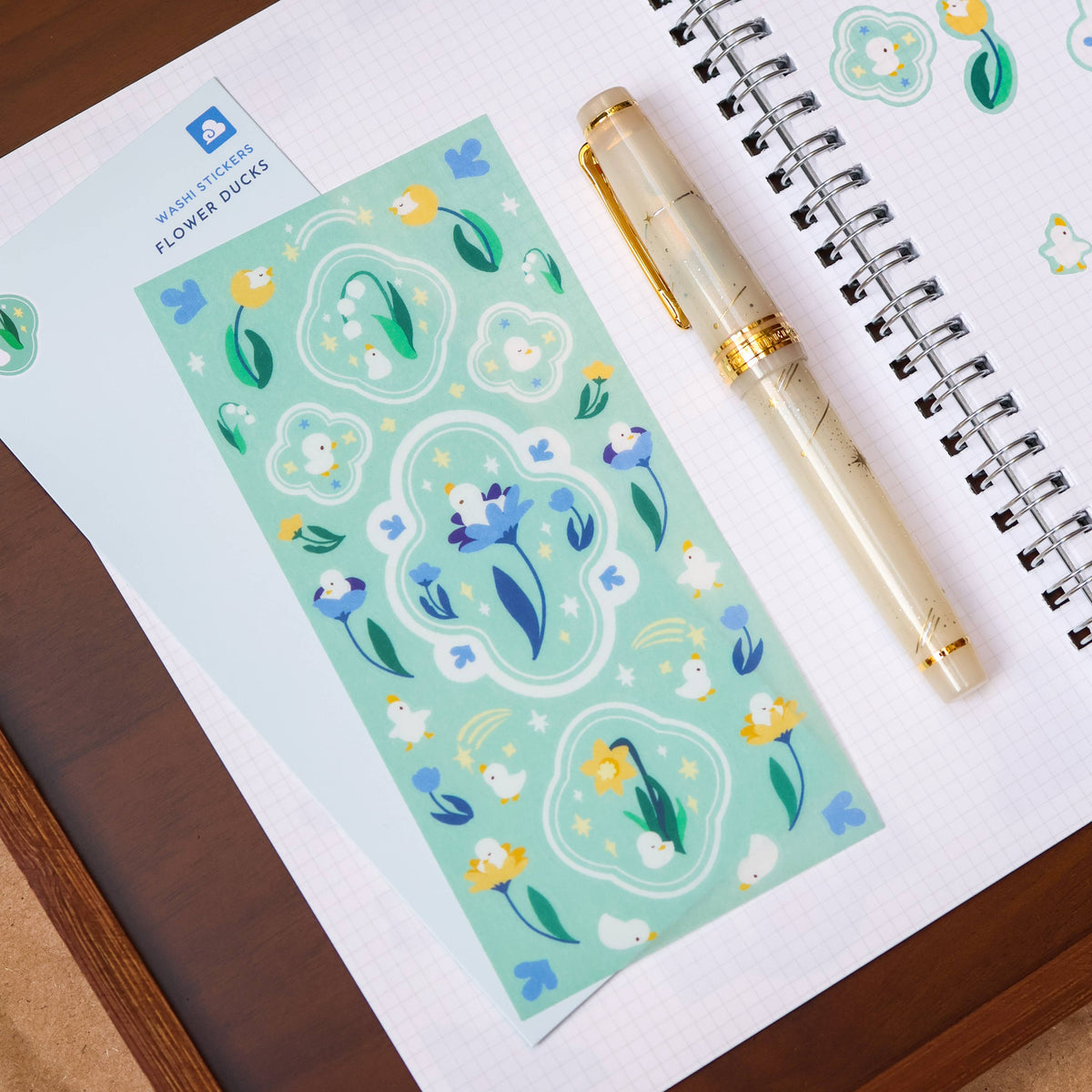 Thousand Skies Sticker Sheet (Washi) - Flower Duck