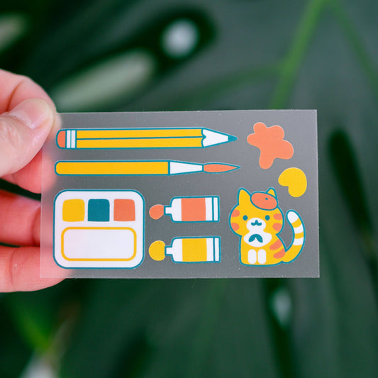 Thousand Skies Vinyl Sticker (Transparent) Artsy Orange Cat